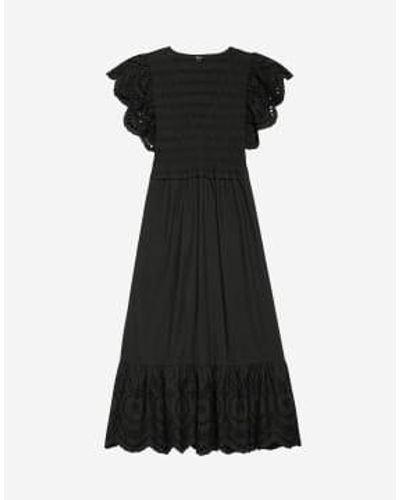 Rails Clementine Embroidered Detail Midi Dress Size: L, Col: M - Black
