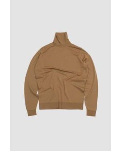 John Smedley Cherwell Pullover Roll Neck Nutmeg - Marrone