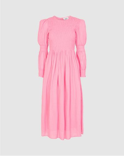 Minimum Aureline Sachet Pink Ruched Shirred Bodice Maxi Dress - Rosa