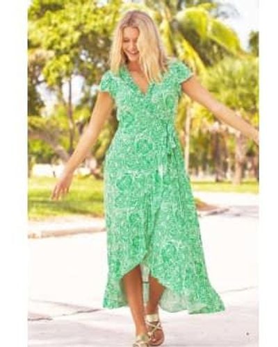 Aspiga Demi Wrap Dress In Floral And White - Verde