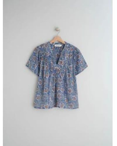 indi & cold Ad173 blouse florale en bleu