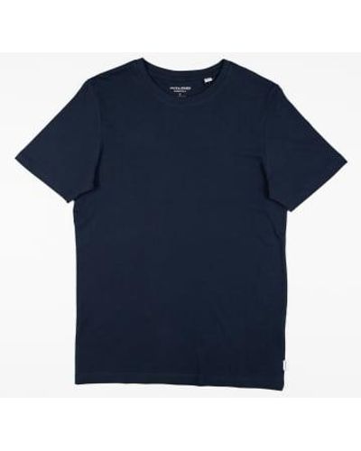 Jack & Jones Jack And Jones Navy Organic Cotton Slim Fit Basic T Shirt - Blu