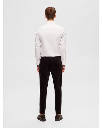 SELECTED Pantalon slim Boe en velours côtelé - Blanc