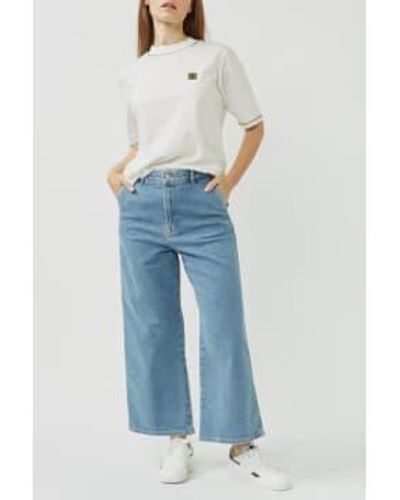 SELECTED Randi High Waisted Crop Wide Jeans Medium - Blu