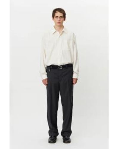 mfpen Studio Trousers Anthracite Fine Stripe - Bianco