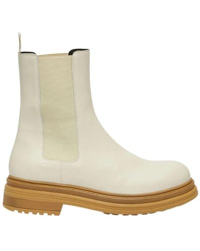 Marella White Cuscino Chunky Flat Boots - Natural