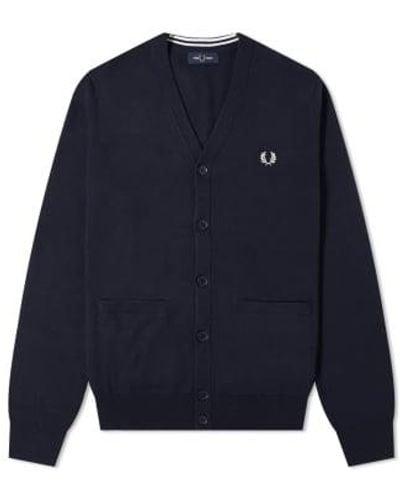 Fred Perry Authentic Merino Cardigan Navy - Blu