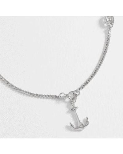 Estella Bartlett Rhodium Plated Anchor Pendant Necklace - Metallic