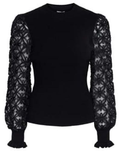 Y.A.S Frillme Ls Knit Pullover Xl - Black