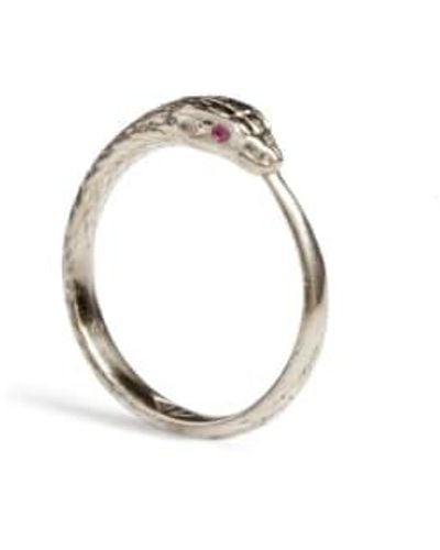 Rachel Entwistle Ouroboros Snake Ring With Rubies - Metallic