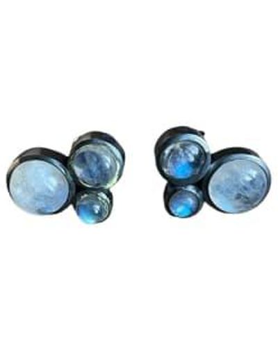 CollardManson Triple Moons Earrings Recycled 925 - Blue