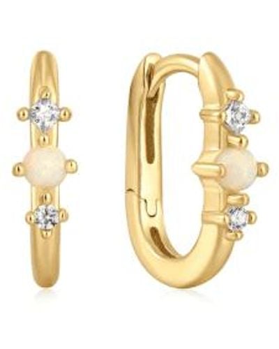 Ania Haie Kyoto Opal Oval huggie Hoop Earrings - Metallic