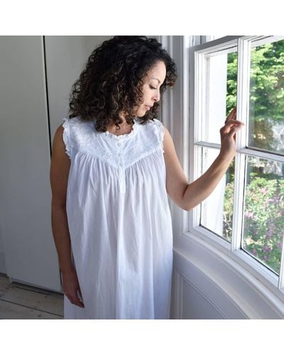 Powell Craft Ladies White Embroidered Sleeveless Nightdress 'veronica' - Gray