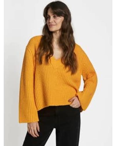 NORR Fuscia V Neck Knit Top - Arancione