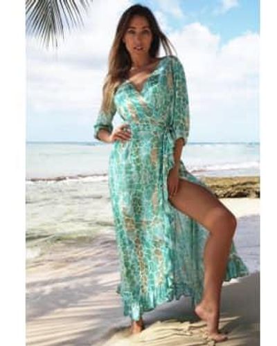 Sophia Alexia Pebbles Ruffle Wrap Dress - Blu