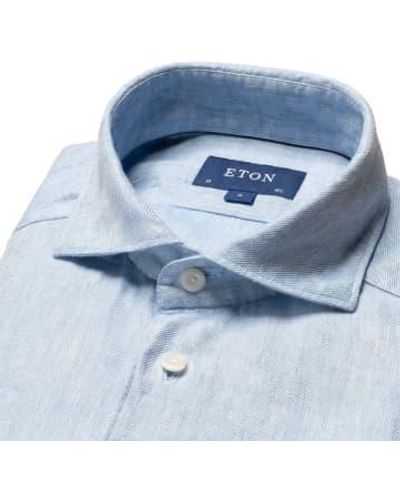 Eton Slim fit leinen twill shirt 10001142926 - Blau