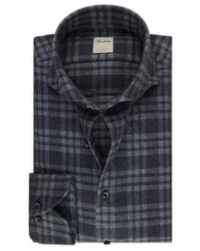 Stenströms Slimline Checked Flannel Shirt 7123718650183 - Blu