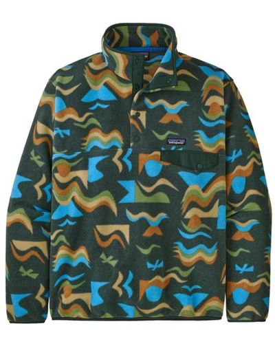Patagonia Synchilla Snap T Fleece Pullover Slim Fit Arctic Collage Northern Green