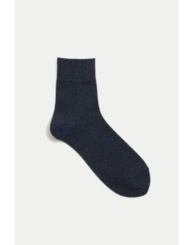 Tabio Dark Sparkly Ankle Socks Navy / 4-6 Uk - Blue