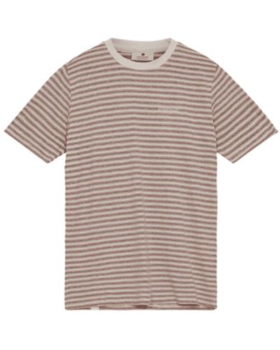 Anerkjendt Rod S/s Cotton/linen Stripe Tee - Brown