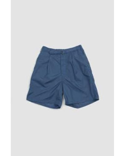 Beams Plus One Pleat Athletic Shorts - Blu