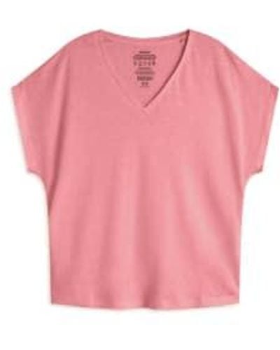 Ecoalf Arenda V Neck Linen T Shirt Dusty - Rosa