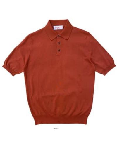 Fresh Polo en tricot en coton en crêpe supplémentaire en rouge cayenne
