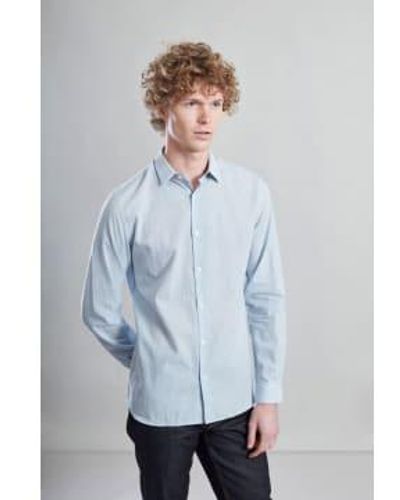 L'Exception Paris Camisa algodón orgánico japonés a cuadros celeste - Azul