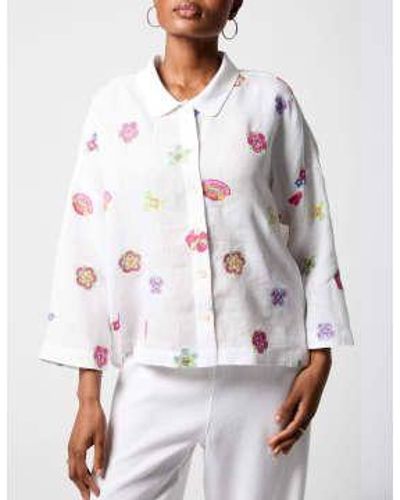New Arrivals Sahara Floral Embroidery Boxy Shirt Multi - Bianco