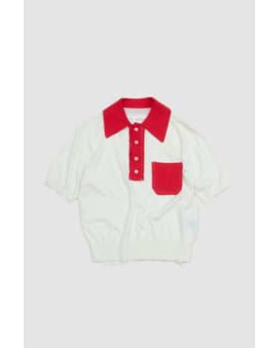 Camiel Fortgens 70S Knitted Polo Red - Bianco