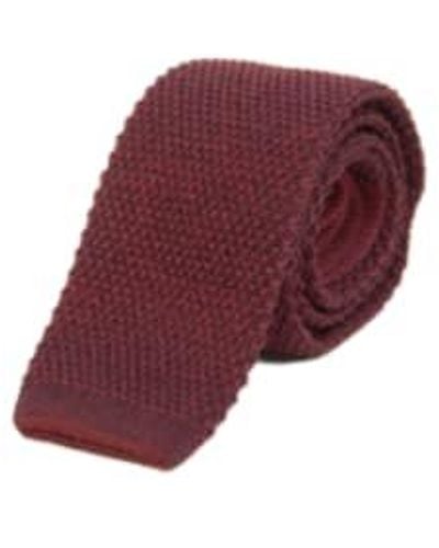 40 Colori Cravate tricotée en laine et coton à double fil - Rouge