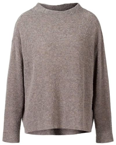 Oska Pullover Mussehum Knitted Funnel Neck Pullover - Grey