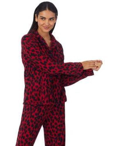 DKNY Notch Collar Pyjama In Animal - Rosso