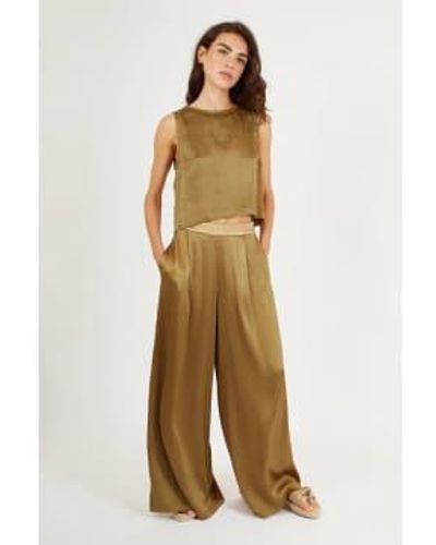 Traffic People Evie Trousers Olive S - Metallic