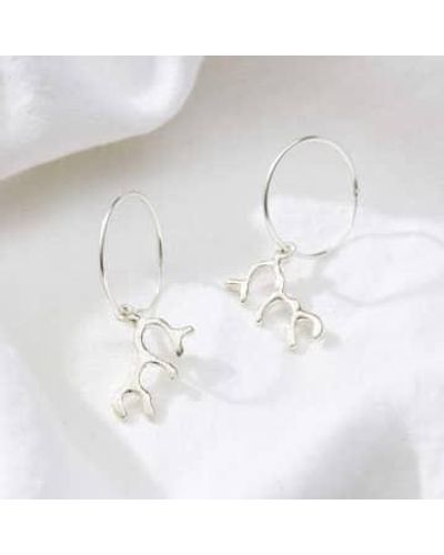 Posh Totty Designs Coral Hoop Earrings Sterling - White