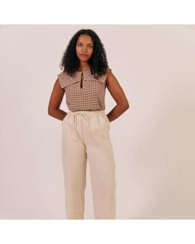 SIDELINE Milly Top Biscuit Check Xs - Brown