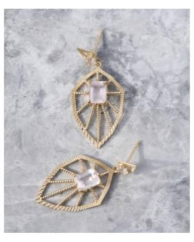 Zoe & Morgan Gold Rose Quartz Earrings Gold Plated Sterling Silver - Grey