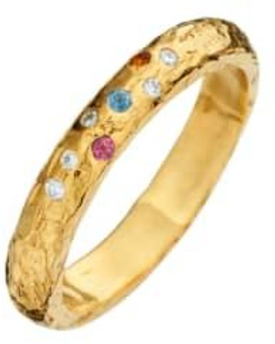 Posh Totty Designs Diamond & semi precious stone confetti ring - Mettallic