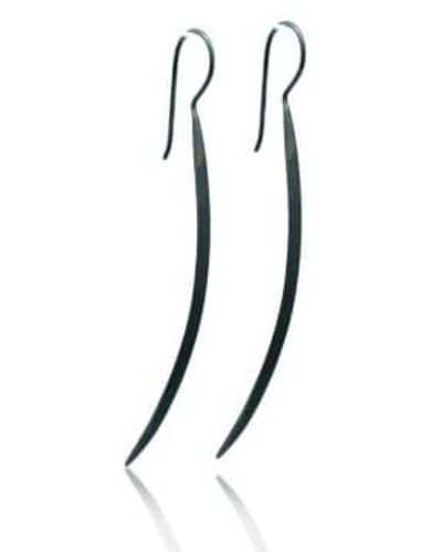 CollardManson Long Oxidised Curved Earrings - Black