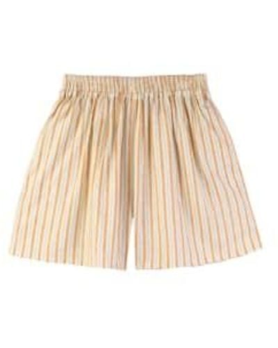 L.F.Markey Citrus Stripe Basic Linen Shorts 10 - Natural