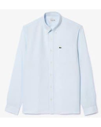 Lacoste Rill Linen Long Sleeve Shirt Medium - Blue