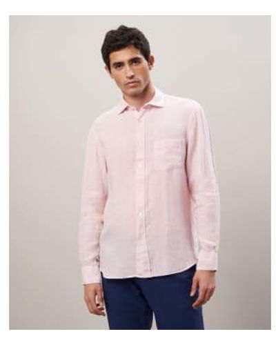 Hartford Faded Linen Shirt Paul Small - Pink