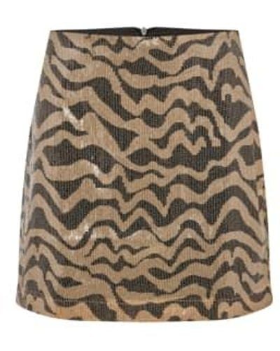 Soaked In Luxury Slsusie Short Skirt Or Gold Animal Sequins - Neutro