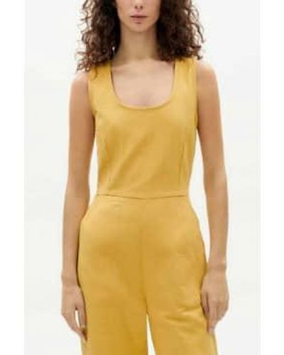 Thinking Mu Ambar Crinkled Rafflesia Jumpsuit / S - Yellow