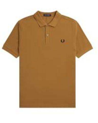 Fred Perry Slim Fit Plain Polo Dark Caramel / Navy M - Brown