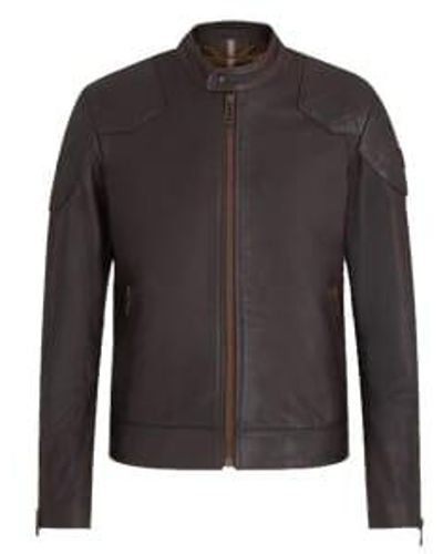 Belstaff Legacy Outlaw Jacket Hand Waxed Leather Antique 48 - Black