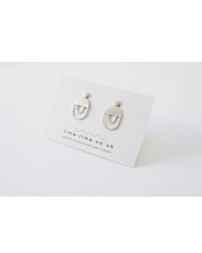 Lima Lima Eco Sterling Silver Olive Studs Silver Plated - White