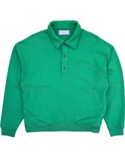 Fresh Sweat-shirt polo mike cotton en vert