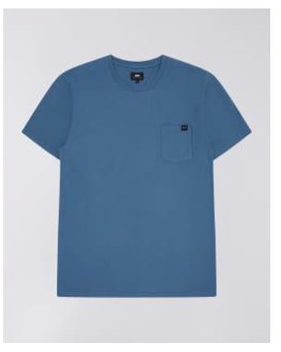 Edwin Pocket T Shirt Bering Sea - Blu
