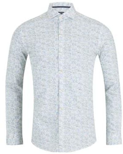 Remus Uomo Frank Floral Print Long Sleeve Shirt White - Blu
